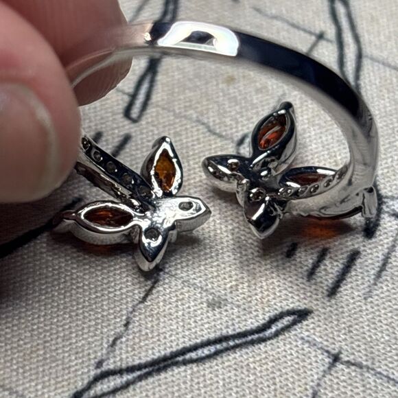 925 Sterling Silver Gem Butterfly Ring Size 10 - Picture 4 of 8